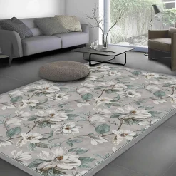 Alfombra de vinilo Magnolia gris, 153×200 cm