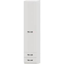 Armario 1 puerta abatible 2 cajones Blanco Niza tirador standar, 50x232x52 cm