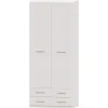Armario 2 puertas abatibles 2 cajones Blanco Puzzle, 99x232x52 cm