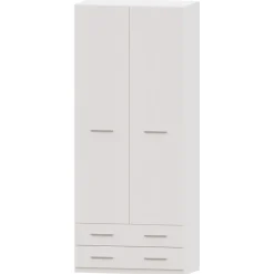 Armario 2 puertas abatibles 2 cajones Blanco Puzzle, 99x232x52 cm