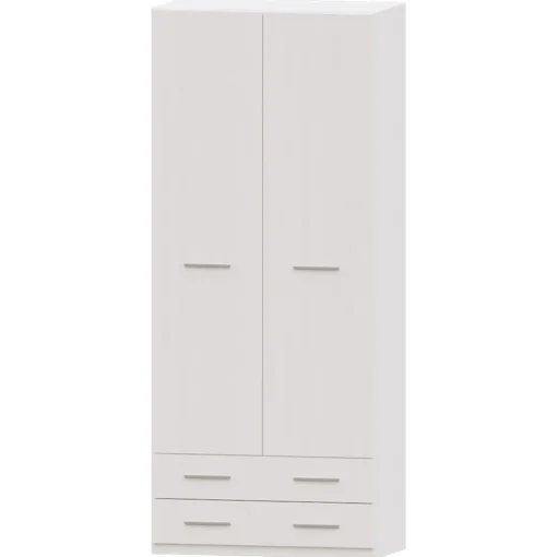 Armario 2 puertas abatibles 2 cajones Blanco Puzzle, 99x232x52 cm
