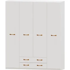 Armario 4 puertas abatibles 2 cajones Blanco Niza tirador standar, 198x232x52 cm