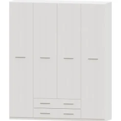 Armario 4 puertas abatibles 2 cajones Blanco Puzzle, 198x232x52 cm