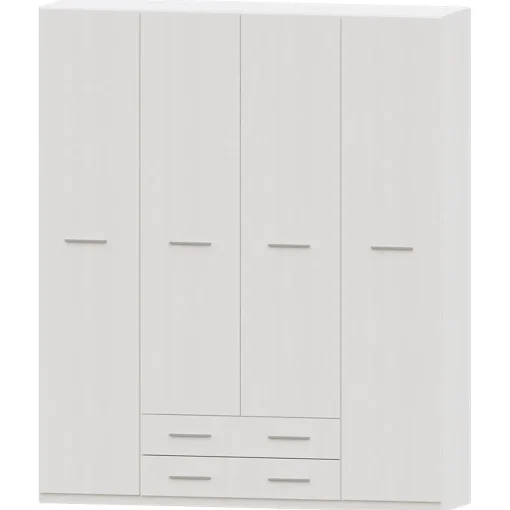 Armario 4 puertas abatibles 2 cajones Blanco Puzzle, 198x232x52 cm