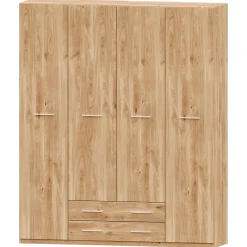 Armario 4 puertas abatibles 2 cajones Roble Puzzle, 198x232x52 cm