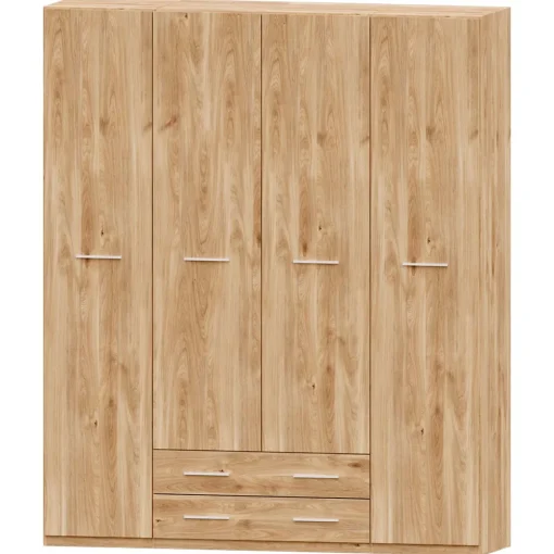 Armario 4 puertas abatibles 2 cajones Roble Puzzle, 198x232x52 cm