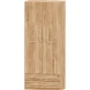 Armario 2 puertas abatibles 2 cajones Roble Puzzle, 99x232x52 cm