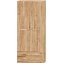 Armario 2 puertas abatibles 2 cajones Roble Puzzle, 99x232x52 cm