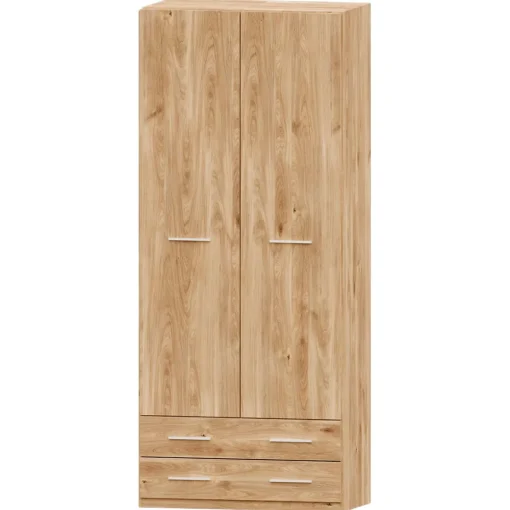 Armario 2 puertas abatibles 2 cajones Roble Puzzle, 99x232x52 cm
