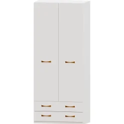 Armario 2 puertas abatibles 2 cajones Blanco Niza tirador standar, 99x232x52 cm