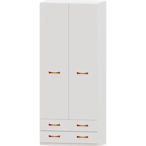 Armario 2 puertas abatibles 2 cajones Blanco Niza tirador standar, 99x232x52 cm