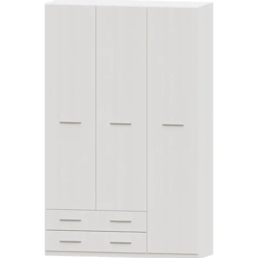 Armario 3 puertas abatibles 2 cajones Blanco Puzzle, 149x232x52 cm