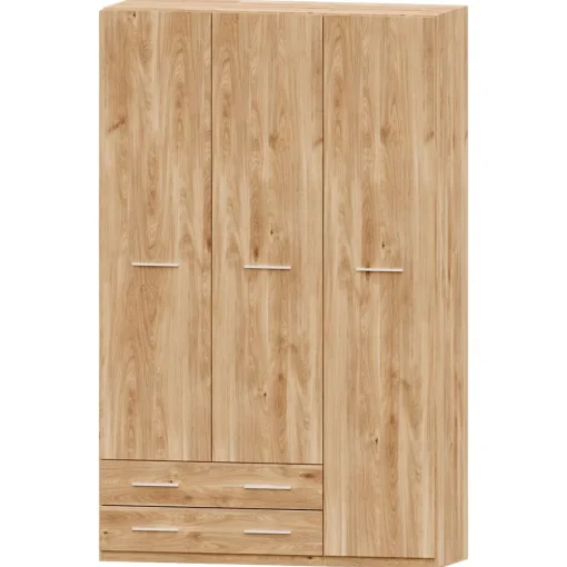Armario 3 puertas abatibles 2 cajones Roble Puzzle, 149x232x52 cm