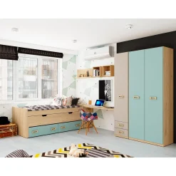 Armario juvenil 1 puerta 2 cajones Start, 50x232x52 cm