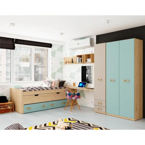 Armario juvenil 1 puerta 2 cajones Start, 50x232x52 cm