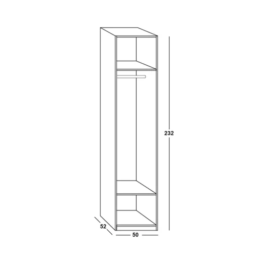 Armario juvenil 1 puerta Start, 50x232x52 cm