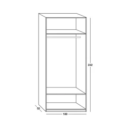 Armario juvenil 2 puertas Start, 100x232x52 cm
