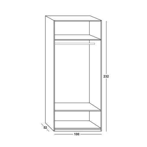 Armario juvenil 2 puertas Start, 100x232x52 cm