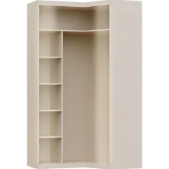 Armario vestidor abierto, Módulo esquinero con luz LED, 136x87x232x55 cm