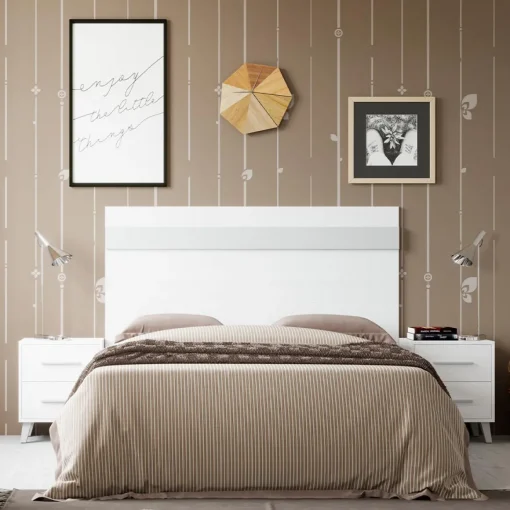 Cabecero de cama Blanco/Plata Puzzle 4, 160x80x3 cm