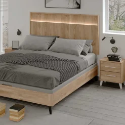 Cabecero de cama Roble con luz LED, 160x80x6 cm