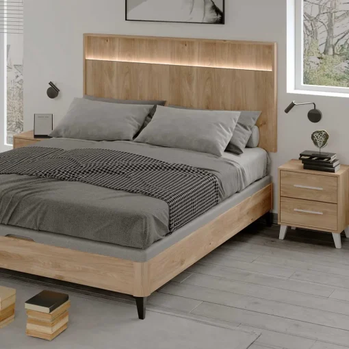 Cabecero de cama Roble con luz LED, 160x80x6 cm