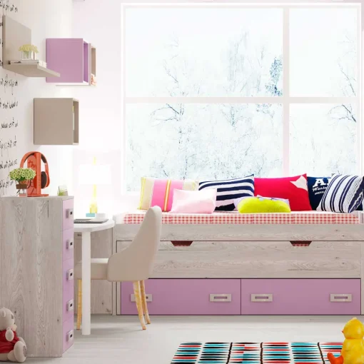 Cama nido compacta 90 juvenil 2 cajones Start, 206x80x100 cm