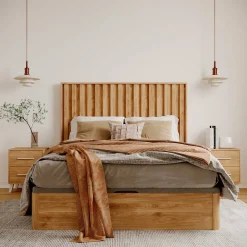 Dormitorio de matrimonio / Cabecero y mesitas de noche en Roble/Blanco / Puzzle 29