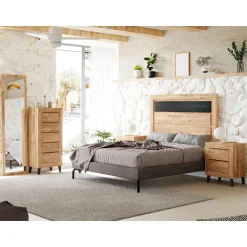 Dormitorio de matrimonio Roble/Negro Niza 12