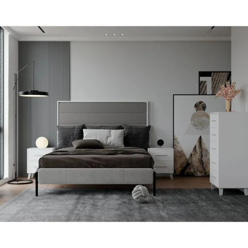 Dormitorio de matrimonio Blanco/Plata Puzzle 26