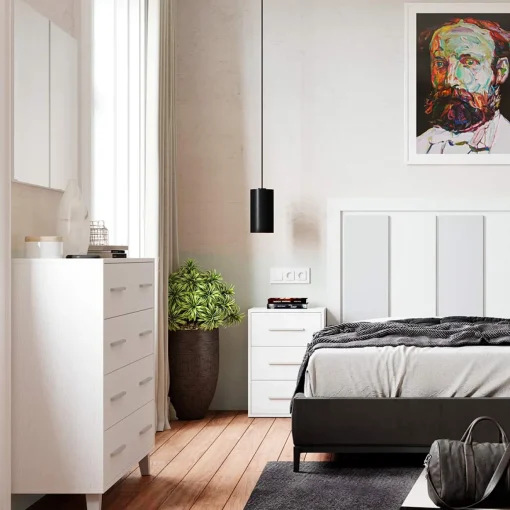Dormitorio de matrimonio Blanco/Plata Puzzle 16