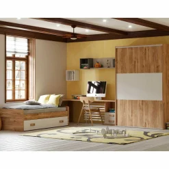Dormitorio juvenil completo Roble/Blanco Start 02