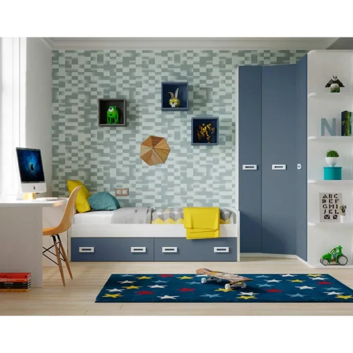 Dormitorio juvenil completo Blanco/Azul Start 04
