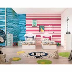 Dormitorio juvenil completo Blanco/Rosa/Aqua Start 08