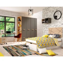 Dormitorio juvenil completo Roble/Grafito Start 09