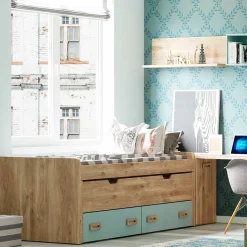 Dormitorio juvenil completo Roble/Aqua blue Start 01