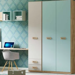 Dormitorio juvenil completo Roble/Aqua blue Start 01