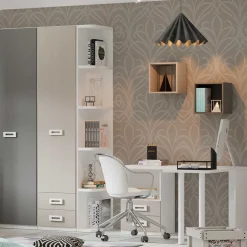 Dormitorio juvenil completo Blanco/Grey/Grafito Start 07