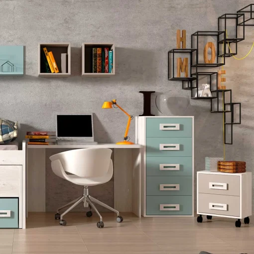 Dormitorio juvenil completo Artic/Rosa/Grey Start 05
