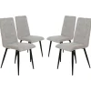 Juego de 4 sillas tela-metal Nia, 43x39x95 cm
