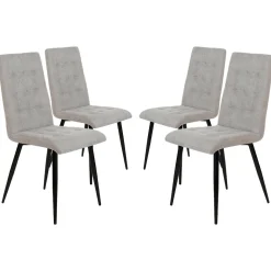 Juego de 4 sillas tela-metal Nia, 43x39x95 cm