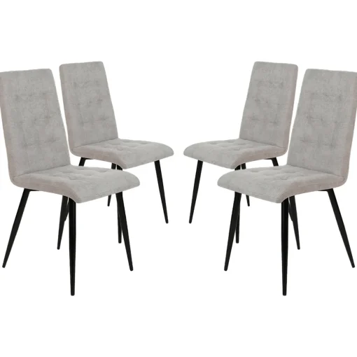 Juego de 4 sillas tela-metal Nia, 43x39x95 cm