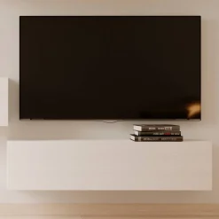 Módulo de salón Blanco Puzzle vitrina o bajo TV, 138x28x30 cm