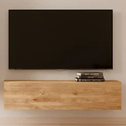Módulo de salón Roble Puzzle vitrina o bajo TV, 138x28x30 cm
