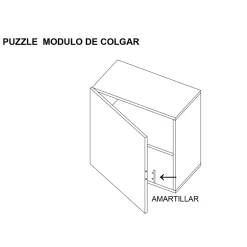 Módulo de salón Roble Puzzle vitrina de colgar, 55x50x30 cm