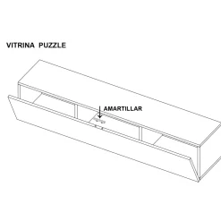 Módulo de salón Roble Puzzle vitrina o bajo TV, 138x28x30 cm