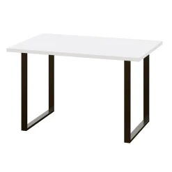 Mesa fija Blanco Nieve patas metálicas, 140x90x73,5