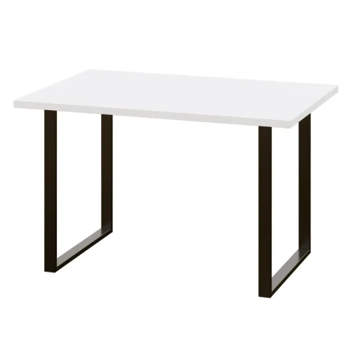 Mesa fija Blanco Nieve patas metálicas, 140x90x73,5