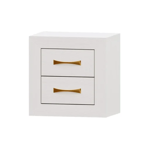 Mesita de noche Blanca 2 cajones Niza tirador standar, 54x53x35 cm