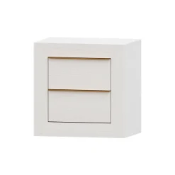 Mesita de noche Blanca 2 cajones Niza tirador forma, 54x53x35 cm